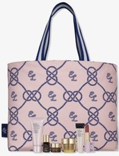 Estee Lauder Nautical Tote Pink/Blue Ropes  6pc Cosmetics Set