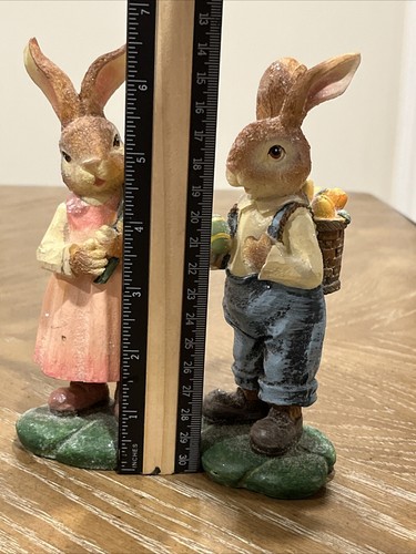 Set of 2 Pier 1 Glitter Bunny Rabbit 6.5" Country Table Figures Easter Spring - Picture 14 of 14