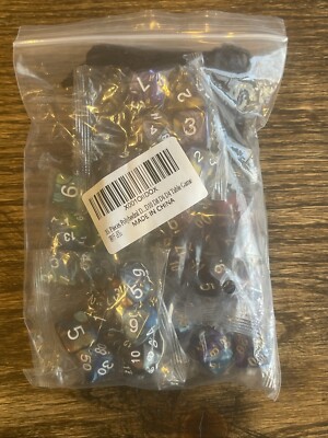 Polyhedral Dice Set (35 Pieces) Black Pouches D4 D6 D8 D10 D8 D12 D20 D&D RPG