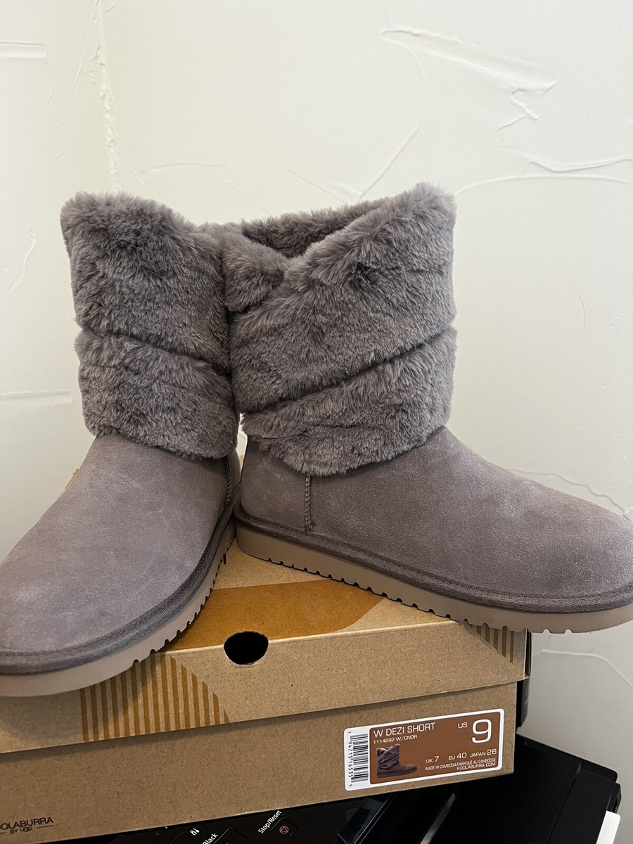 Koolaburra by UGG womens Dezi Short Mid Calf Boot Stone Grey Size