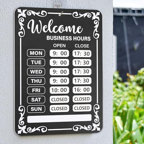 2Pcs Business hours sign Open hours signs for business Changeable store black - Picture 3 of 8