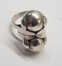 vintage sterling silver 925 large ball Mexico modern no stone ring size 6 3/4