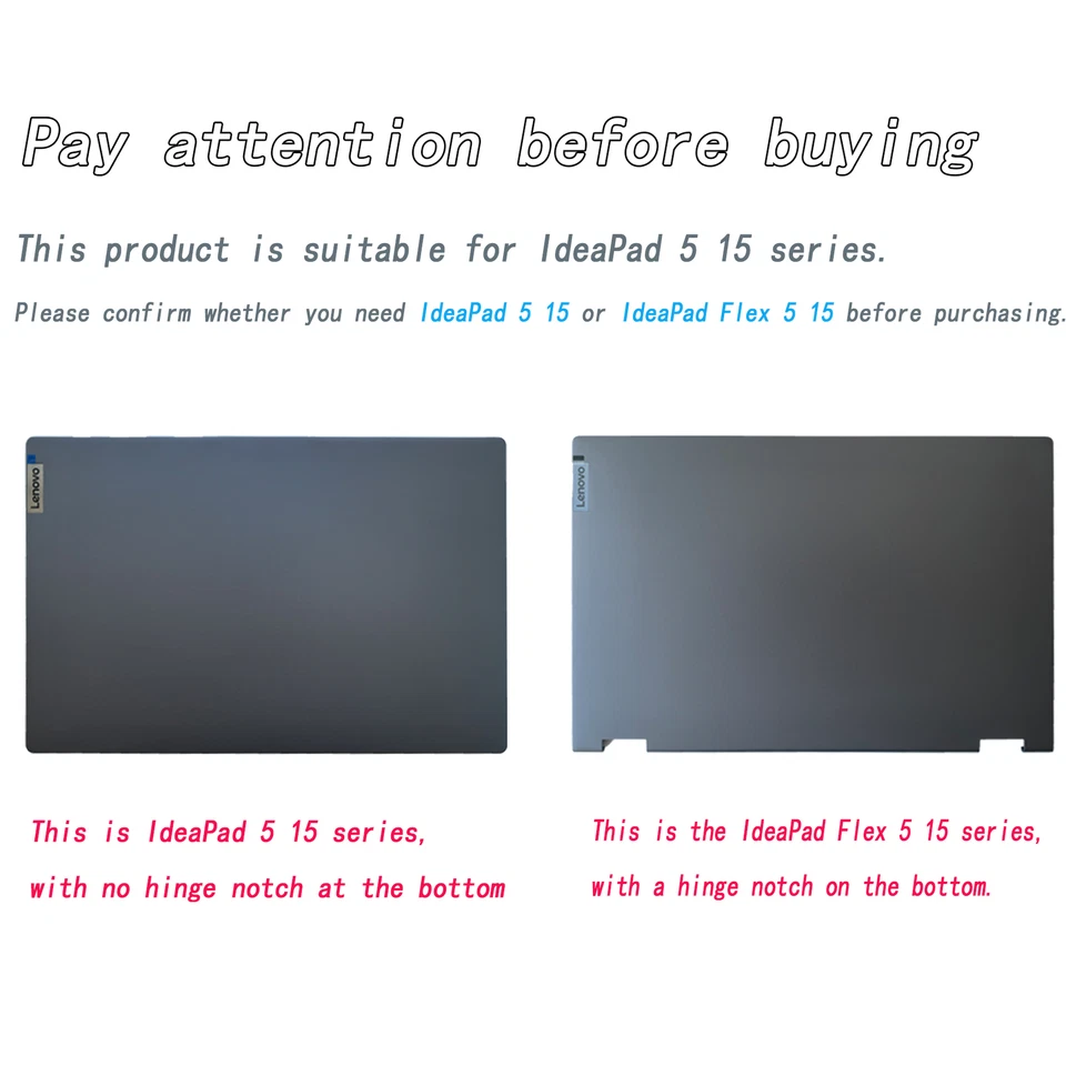 NEW LCD BACK COVER/BEZEL/HINGES FOR LENOVO IDEAPAD 5 15ITL05 15ARE05 15IIL05 US - Image 2 of 4