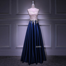 O Neck Sleeveless Evening Dresses Long Luxury Party Dress Lace Beads Satin Gown