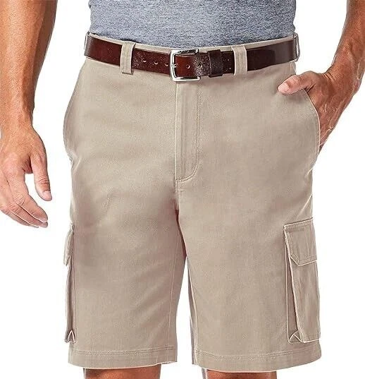 Haggar Mens 46 Waist 10.5 Inseam Comfort Stretch Cargo Shorts Expandable Waist