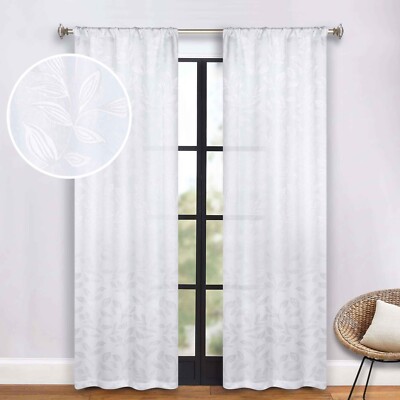 Leaves Washable 36'' Wide Rod Pocket Room Darkening Blackout Curtains, Set of 2