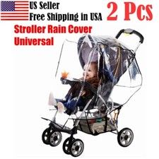 Stroller Rain Cover, Universal Size, Ventilation Waterproof , Clear Vinyl -2 Pcs