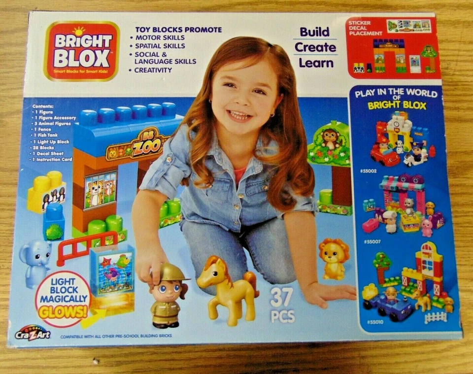 Bright Blox DAY AT THE ZOO 37 pc playset w magical light block NEW - Image 2 of 2