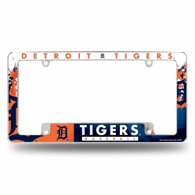 Detroit MLB Baseball Tigers Chrome Metal License Plate Frame with Bold