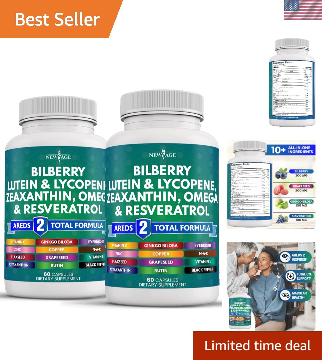 Soy-Free Eye Supplement with Resveratrol & Grape Seed Extract - 120 Capsules