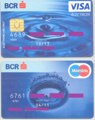 Romania bank card  , Visa Electron ;  Maestro ( Expired )
