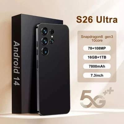 S26 Ultra 5G 7.3" inch 16GB+1TB+2TB Dual SIM Smartphone Android Global Unlock-