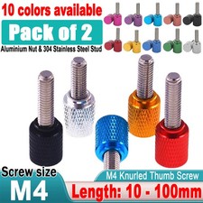 M4 Knurled Thumb Screws,Aluminium Alloy Head Stainless Steel Stud,6-100mm Bolt