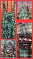 Harry Potter Slytherin Overall Dress Womens School Crest House Plaid L Cosplay