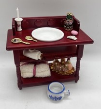 Dolls house wash stand & accessories bathroom bedroom furniture 1/12th Scale. 