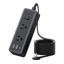 Flat Extension Cord 10 ft, 1080 Joules Surge Protector Power Strip with 6 Wid...