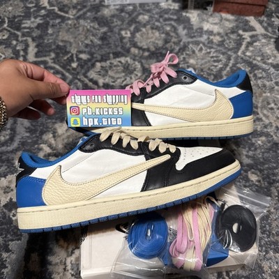 Size 10 - Jordan 1 Retro x Fragment Design x Travis Scott Low Blue