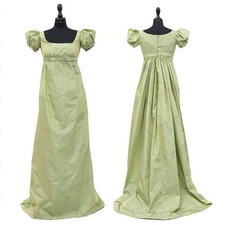 Regency Day Green Dress Medieval Victorian Short Sleeve Casual Dress Renessiance