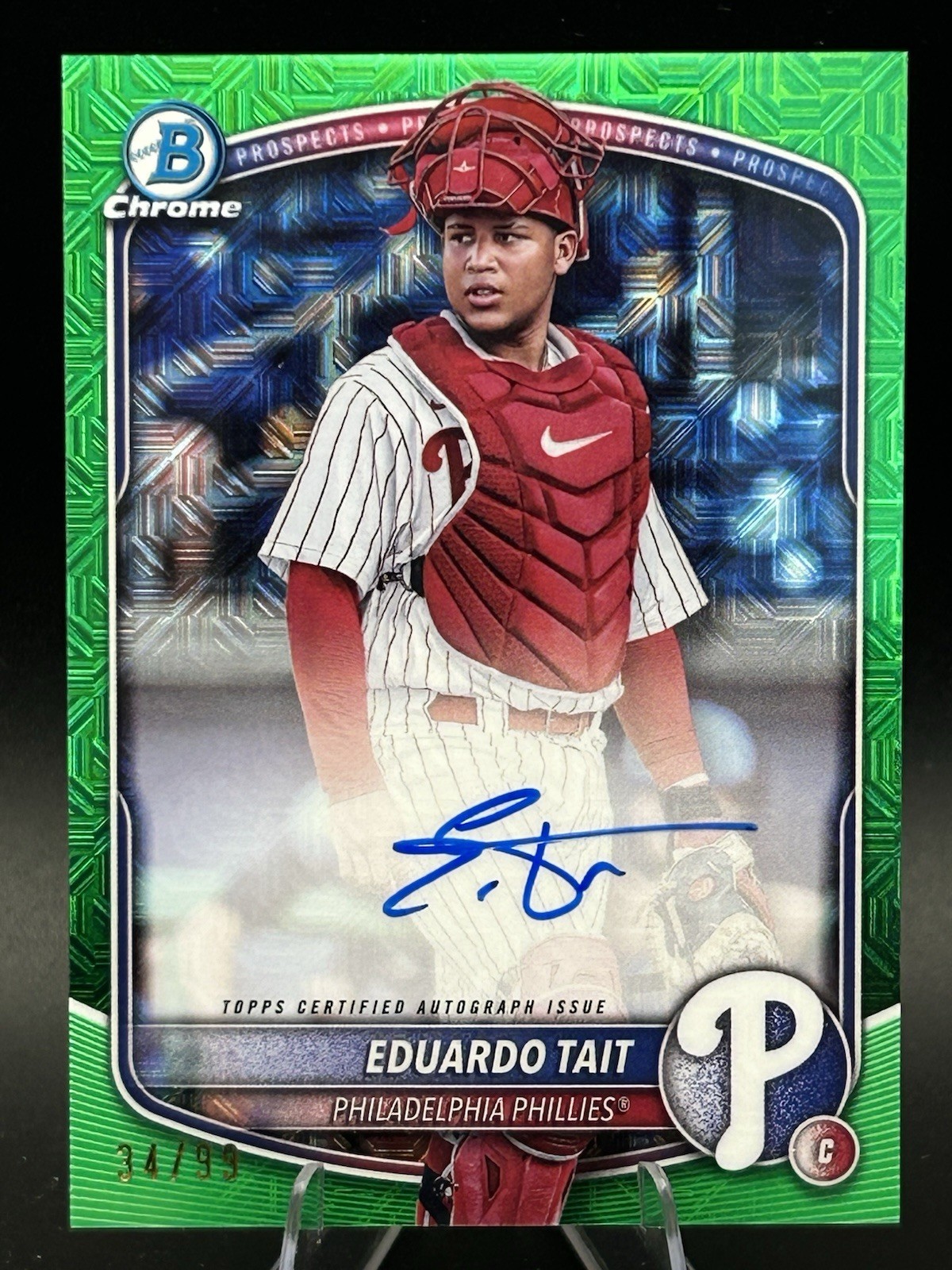 2025 Bowman Chrome Eduardo Tait Auto Green Mojo Refractor #34/99 #BMA-ET B379