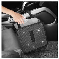 Bling Car Trash Can Rhinestone Foldable Garbage Back Seat Organizer Decoration