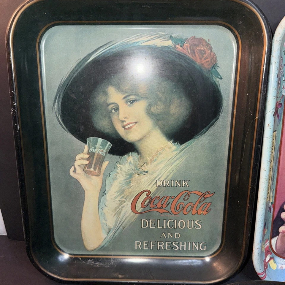 Set of 3 Vintage Coca Cola Serving Trays Flapper Party Betty Girl Advertising - Image 2 of 4
