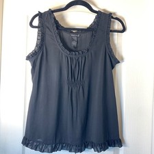 Spense Feminine Black Ruffle Camisole Goth / Whimsigoth Darkromantic Aesthetic