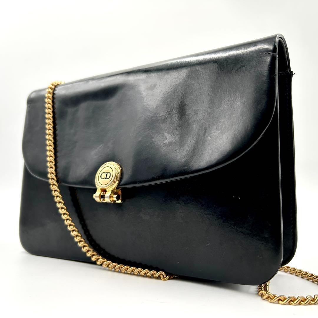 Dior CD Logo Two-Way Shoulder Bag in Black Leather Authentic F06201840