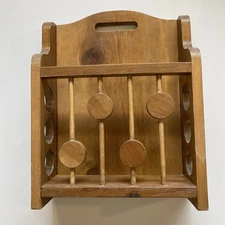 Vintage Handmade Wooden Magazine Rack or Towel Holder MCM Circles 17 x 14 x 4.5”