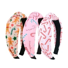 Christmas Headbands for Women Girls – Gingerbread Man Candy Cane Thanksgiving