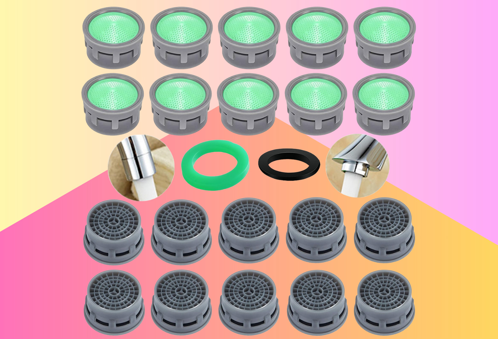 Faucet Aerator 1.5GPM Flow Restrictor Plug-In, Green (20-Pack)
