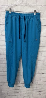 Figs Uman Relaxed Jogger Scrub Pants Stretch Size Large Medical Comfort Blue