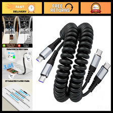 Coiled USB C to USB C Cable 3FT - 2 Pack, 60W Fast Charging for iPhone Samsung