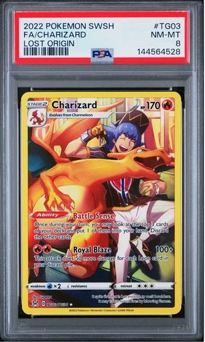 Pokémon - Charizard TG03/TG30 - Lost Origin Trainer Gallery NM - MT PSA 8