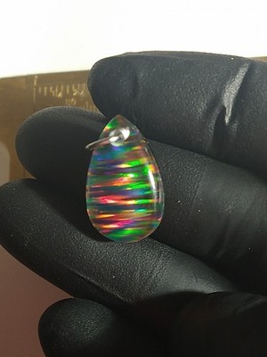 Holographic Aurora Opal Triplet Pendant Lab Made