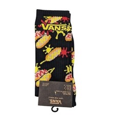 Vans Crew Socks Mens Womens 6.5-9 Black Corn Dog All Over Print Skate Athletic
