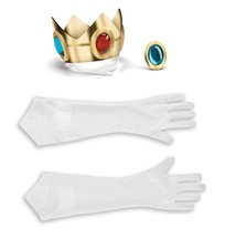 Nintendo Super Mario Princess Peach Crown Gloves Pendant Costume Accessories NEW