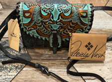 NWT Patricia Nash Tooled Leather Turquoise LANZA Shoulder Bag Purse MSRP 179