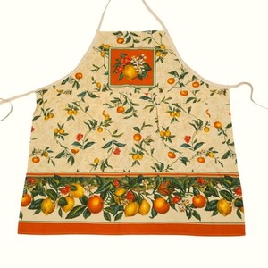 Vintage Citrus Fruit Apron Lemon Orange Mediterranean Italian Style Baking Cook