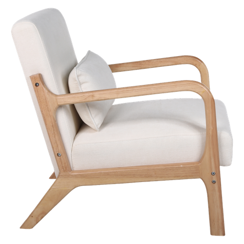Mid-Century Modern Accent Chair, Solid Wood Frame, Detachable Pillow - Picture 8 of 20
