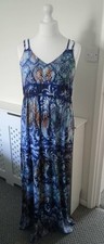 Cynthia Rowley US Designer Long Boho Style Maxi Dress Blue Batik Print  Size XL