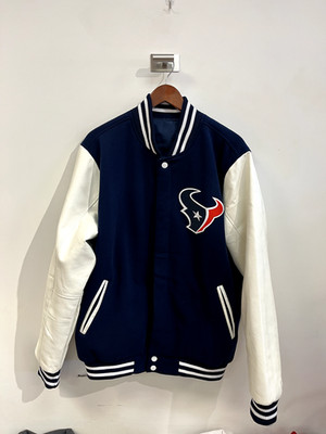 Houston Texans Varsity Jacket Varsity Style Snap Up Coat -XL