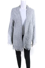 Michael Stars Womens Long Sleeve Spotted Fringe Open Cardigan Light Blue Size M