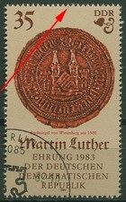 DDR 1982 500. Geb. Martin Luther mit Plattenfehler 2756 F 2 mit Sonderstempel