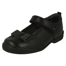 Girls Startrite Pulse Bow Black Leather  Detailed School Shoes