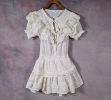 Love Shack Fancy 100% Cotton Ivory Ruffle Mini Dress Coquette Babydoll XS/S