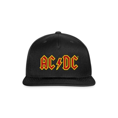AC/DC Embroidered Logo In Red And Yellow Snap-back Baseball Cap, One Size, black