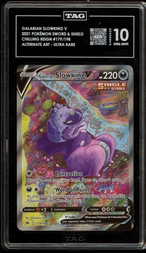 Pokemon Galarian Slowking V Chilling Reign Full Alt Art #179 TAG 10 Gem Mint