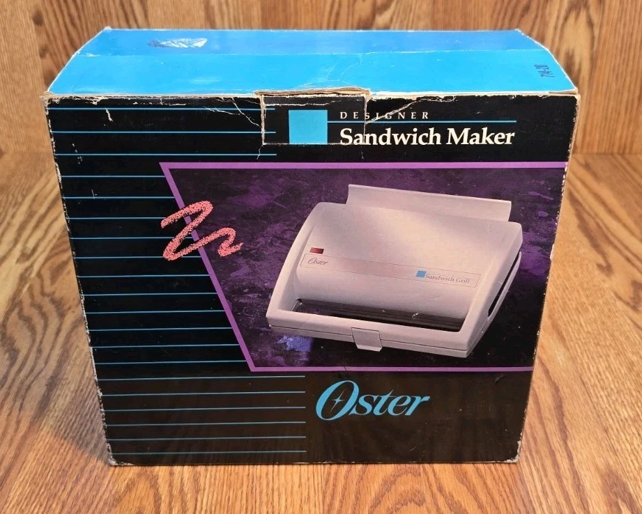 Vintage 1989 New In Box Oster Designer White Sandwich Maker Grill Model 714-20