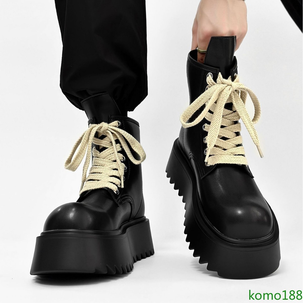 SAOLA Stivaletti uomo platform suola spessa fondo alti chukka scarpe moto TG.