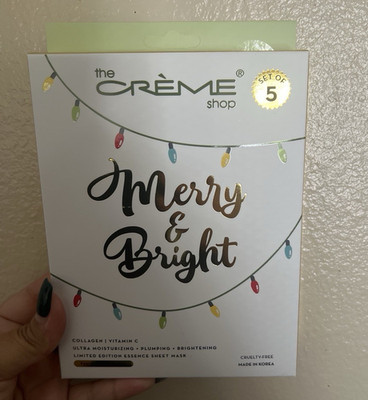 The Crème Shop Merry & Bright Collagen + Vitamin C Sheet Masks, 5 Pack